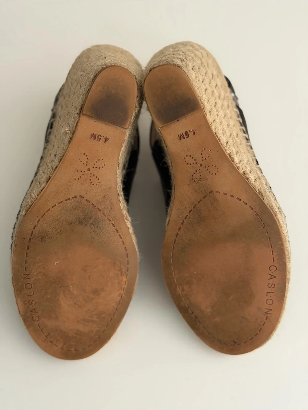 Caslon Black Leather Espadrille Wedge Slingback